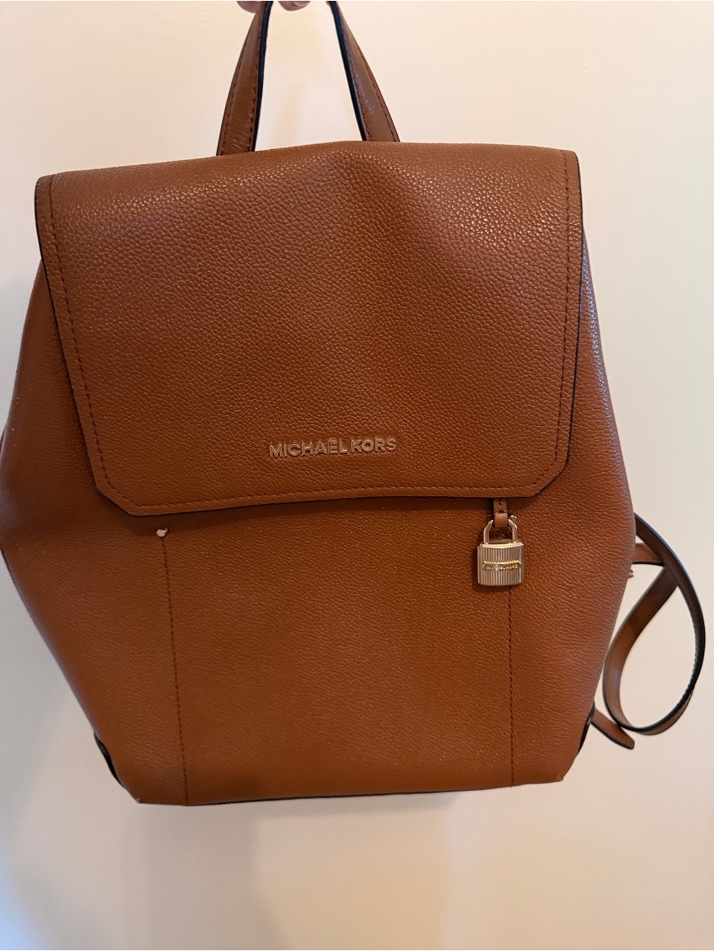 Michael Kors Tan Leather Tote with Gold-Tone Accents